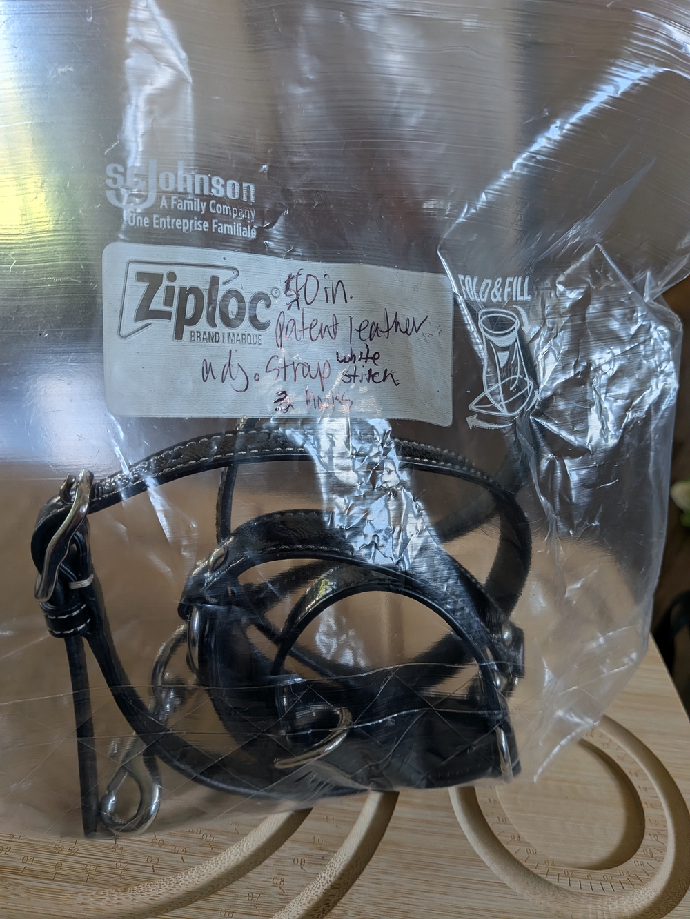 Coach Replacement Blck Patent Leather Strap wSilver Dog Leash & Center Extndr - Picture 3 of 9